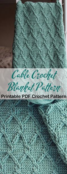 a crocheted blanket is shown with the text, cable crochet blanket pattern