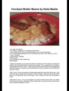 the recipe for crockpot butter beans by kelsi basile is shown