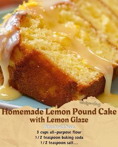 homemade lemon pound cake with lemon glaze