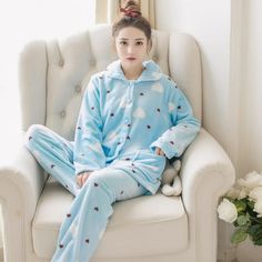 It's never too early to start preparing for the colder months. Our Thick Warm Winter Pajamas 2 Piece Sets For Women is perfect for your needs. Our fabric is soft and comfortable, and also provides the warmth you need during the winter. Our nightwear is available in a variety of colors and sizes to meet your needs. So grab it as soon as possible for your perfect winter nights. This loungewear available at Comfy Pajama is all you need to relax at home. They are soft and easy to touch which project Lounging Outfit, Winter Pajamas Women, Korean Cartoon, Girls Home, Winter Flannel, Flannel Suit, Women Sleepwear, Women Pajamas, Flannel Pajama Sets