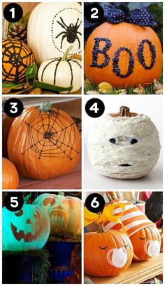 pumpkins decorated to look like halloween decorations