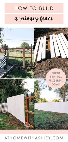 how to build a privacy fence with pictures and text overlay that reads, how to build a privacy fence