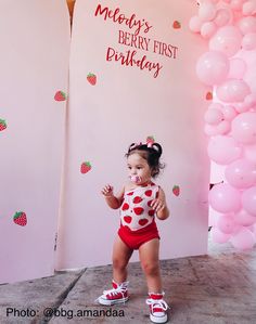 Baby First Bday Ideas, Berry First Birthday Party Outfit, My Berry First Birthday Party, My Berry First Birthday Outfit, Berry First Birthday Dress, Very First Birthday, Berry 1st Birthday Outfit, My Berry 1st Birthday, Berry Sweet 1st Birthday Photoshoot