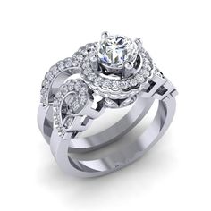 a white gold engagement ring set with diamonds