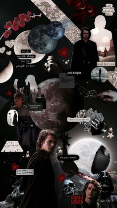 the poster for star wars has many different images