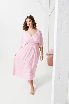 Look Plus Size, Nightgowns, Night Gown, Elastic Waistband, Sleep, Short Sleeves, Lingerie, Elastic