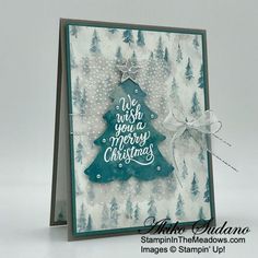 a card with a christmas tree on it