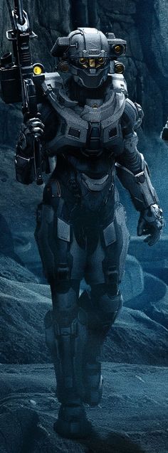 Halo 5 Blue Team Linda. Her helmet has to be my favorite. Futuristic Armor, Halo 5, Sci-fi Armor, Future Soldier