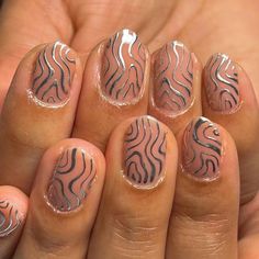 Chrome Swirl Nails, Unique Short Nails, Shapes Nails, Swirl Nails, Hippie Nails, Simple Gel Nails, Minimal Nails