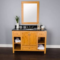 Combining clean lines and eco-friendly bamboo wood, this farmhouse vanity is the perfect way to make your bathroom more environmentally friendly.