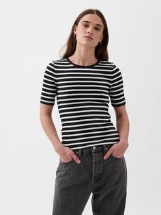 Modern Crewneck T-Shirt | Gap Trendy Gap Short Sleeve T-shirt, Gap Everyday Crew Neck T-shirt, Gap Summer T-shirt For Everyday Wear, Gap Tops For Everyday Spring Wear, Trendy Cotton Gap T-shirt, Gap T-shirt For Everyday Spring Wear, Gap Stretch Cotton T-shirt, Classic Gap Tops For Everyday, Classic Everyday Gap Tops