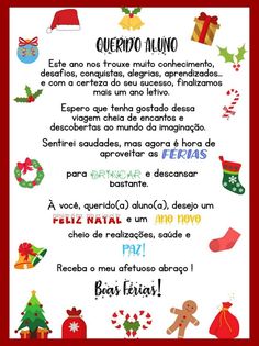 a poster with christmas items on it and the words in spanish are also written below