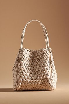 Polyurethane Clasp styling Imported | The Woven Mini Hollace Tote by Anthropologie in Beige, Women's, Polyurethane Braided Bag, Candles For Sale, Stylish Handbags, Braids With Weave, Woven Tote Bag, Work Bag, Shop Fans, Mini Purse, Mini Tote