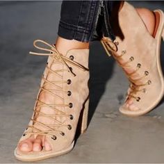 Jeffrey Campbell X Free People Collab. Lace Up Open Toe/ Open Heels Size 9 Color: Tan/ Nude Never Worn; No Noticeable Wear Heel: 3.5” Shaft: 3.25 Absolutely Gorgeous And On Trend Fast Shipping High Heel Summer Heels With Laces, Chic High Heel Suede Lace-up Sandals, Beige Lace-up Sandals With Round Toe For Spring, Summer Open Toe Heels With Laces, Summer Lace-up Sandals With Reinforced Heel, Spring Lace-up Sandals With Reinforced Heel, Casual Lace-up Sandals With Block Heel, Summer Lace-up Heels With Laces, Lace-up Heels With Laces For Summer