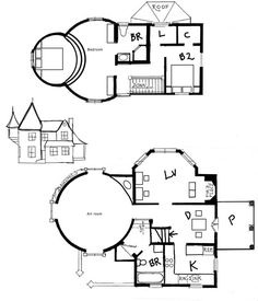 two floor plans for a house with different rooms