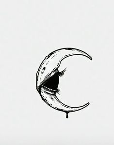 a drawing of an eye in the shape of a crescent