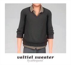 an animated man wearing a sweater and pants with the caption, walter sweater by adrenspied