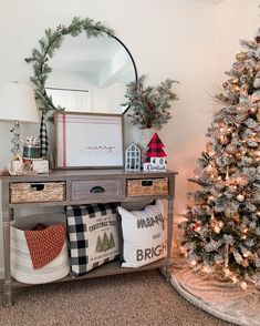 farmhouse christmas entryway table decor with christmas garland, christmas pillows, christmas signs and more. Christmas Decor Target, Christmas Entryway Table, Christmas Entryway Table Decor, Christmas Kids Room, Target Christmas Decor, Ideas Decoracion Navidad, Christmas Plaques