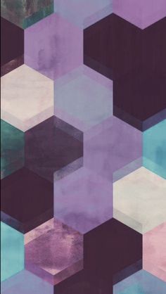 an abstract background consisting of hexagonal shapes in pink, blue and yellow colors