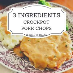 three ingredient crockpot pork chops on a plate