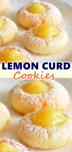 lemon curd cookies with powdered sugar on top