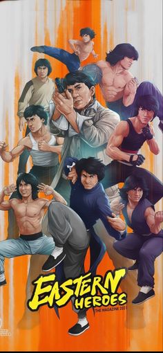 an advertisement for the eastern video game, featuring young men and women in various poses