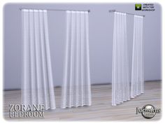 two white sheer curtains in an empty room