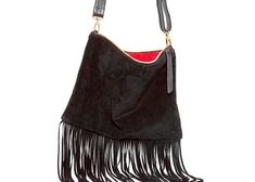 Undeniably a modern classic, AYDA&CO's FRINGE CLUTCH in BLACK SUEDE is one bag that can be worn three different ways. It can be worn on the shoulder, as a cross body or simply remove the strap and rock it as a clutch. Made of 100% suede with signature red suede lining. Details: • MADE IN L.A. • 100% leather • Removable leather handle • 13" zip opening • Fully lined in premium red suede • Adjustable cross body strap • Fringe length 13" Size And Fit: • Height 13" • Width 10" ﻿*Leather is a nat Evening Crossbody Hobo Bag With Adjustable Strap, Chic Evening Shoulder Bag With Long Strap, Evening Satchel Shoulder Bag With Long Strap, Chic Formal Fringe Bag, Chic Formal Fringe Bags, Chic Fringe Hobo Bag, Chic Formal Bag With Fringe, Chic Formal Bags With Fringe, Chic Fringe Crossbody Shoulder Bag