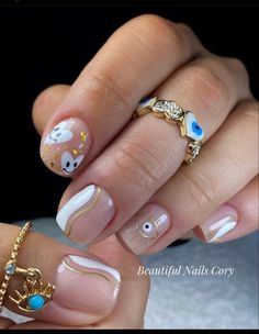 Pretty nails Rings For Women Aesthetic, Y2k Colorful, Gold Rings For Women, Women Aesthetic, Evil Eye Ring, Trendy Ring, Eye Ring, Teen Girls, Rings For Women