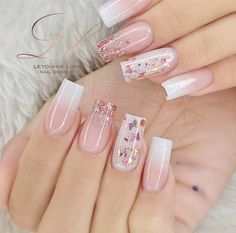 Coral Nails With Design, Rose Gold Nails, Long Square Acrylic Nails, Short Acrylic Nails Designs, Pink Acrylic Nails, Elegant Nails