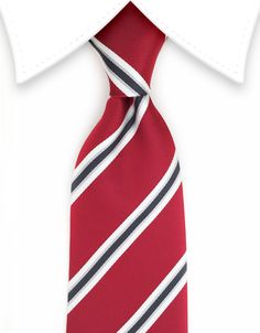 Dark Red, White, Silver & Black Striped Tie Red Standard Tie For Black Tie Events, Red Standard Tie, Classic Red Standard Tie, Rockstar Costume, Quick Costumes, Black Top Hat, Dress Shirt And Tie, Clothing Guide, Black Leather Dresses