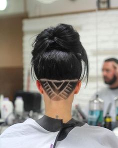 Hair Tattoo Designs, Undercut Hairstyles Women, Blonde Updo, Undercut Designs, Undercut Long Hair, Shaved Hair Designs, Undercut Women, Haircut Designs, Hair Tattoos