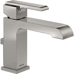 the modern faucet is shown in stainless steel