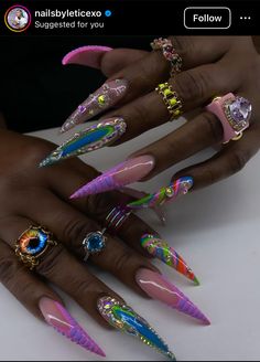 Extra Nail Designs, Birthday Summer Nails, Curve Nails, Asia Nails, Nail Designs Bling, Birthday Summer