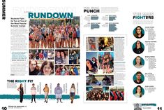 a brochure with images of people in swimsuits and the words rundown on it