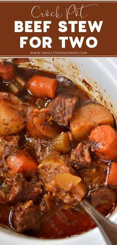 beef stew with carrots and potatoes in a white bowl