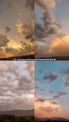 the sky is filled with clouds in different colors