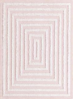 a pink rug with white squares on the bottom and one square in the middle,