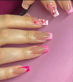 Nail Designs Coffin, Gel Acrylic Nails, February Nails, Glow Nails, Classy Acrylic Nails, Short Square Acrylic Nails, Acrylic Nails Coffin Pink, Hacks Beauty