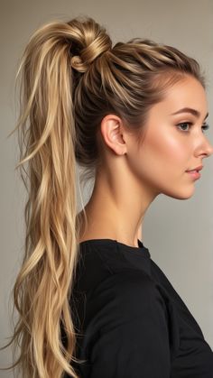 Need hairstyle ideas for homecoming? Here are 17 glamorous updos perfect for a magical night. From elegant twists to chic buns, these hairstyles will make you feel fabulous. Find the perfect updo to complement your dress and dazzle everyone at homecoming! Ponytail Side Bangs, Homecoming Hairstyles For Long Hair, Different Braids, Ponytail Hairstyles Easy, Hair To One Side, Messy Ponytail, Magical Night, Simple Ponytails, Peinados Fáciles Para Cabello Corto