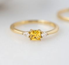 Yellow Birthstone Diamond Promise Ring, Yellow Diamond Birthstone Promise Ring, Yellow Diamond Promise Ring With Birthstone, Wedding Ring With Yellow Sapphire And Gemstone Accents, Yellow 14k Gold Diamond Ring, 14k Gold Yellow Diamond Ring, Yellow Diamond Ring In 14k Gold, Yellow Sapphire Birthstone Promise Ring, Yellow Sapphire Promise Ring Birthstone