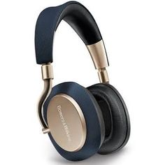 the blue and gold headphones are ready to be used on your phone or laptop