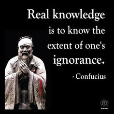 an image of a man with his hands folded in front of him and the words real knowledge is to know the extent of one's significance