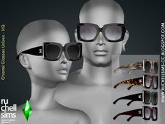 three mannequins wearing sunglasses with different shades