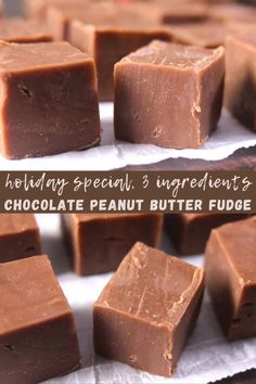 #fudge #Nobakedesserts #Chocolate #Peanutbutter #Holiday Make the simple and best chocolate peanut butter fudge this holiday season. This no-bake rich and creamy fudge is made using three ingredients with only 10 minutes of preparation time.