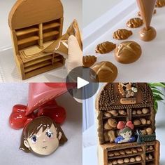 there are several pictures of different items made out of wood and plastic materials that look like wooden toys