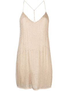 Zadig&Voltaire Rhinestone V-neck Minidress - Farfetch Chic Embellished Mini Dress With Spaghetti Straps, Embellished Slip Dress For Summer, Versace Outfit, City Dress, Shades Of Beige, Rhinestone Dress, Beige Dresses, Summer Beach Wear, Zadig And Voltaire