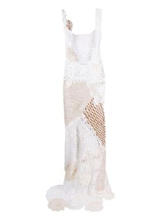 Marco Rambaldi Crochet Long Dress - Farfetch Crochet Long Dress, Crochet Long Dresses, Long Dress White, Brown Crochet, Wedding Guest Looks, Beige Light, City Dress, Color Swatch, Summer Beach Wear