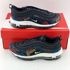 These Nike Air Max 97 Sneakers Are Brand New! They Have Never Been Worn And Are In Perfect Condition. They Will Come In The Original Box. Style Code: Cw5595 002 It Will Be Shipped Out The Same Day It Is Ordered. Contact Me If You Have Any Questions Or Concerns And I Will Be Happy To Answer! We Offer Discounts On Bundles, So Be Sure To Check Out Our Store! :) Nike Air Max 97 Rainbow, Air Max 97s, Nike Low Tops, Nike Blazer Low 77, Rainbow Snake, Snake Black, Nike Air Force 1s, Running Sneakers Women, Nike High Tops