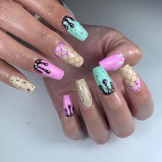 Sprinkle Nails, Cream Nail Art, Ice Cream Nails, Fingernails Painted, Cream Nail, Food Nails, Cute Ice Cream, Mens Nails, Plain Nails